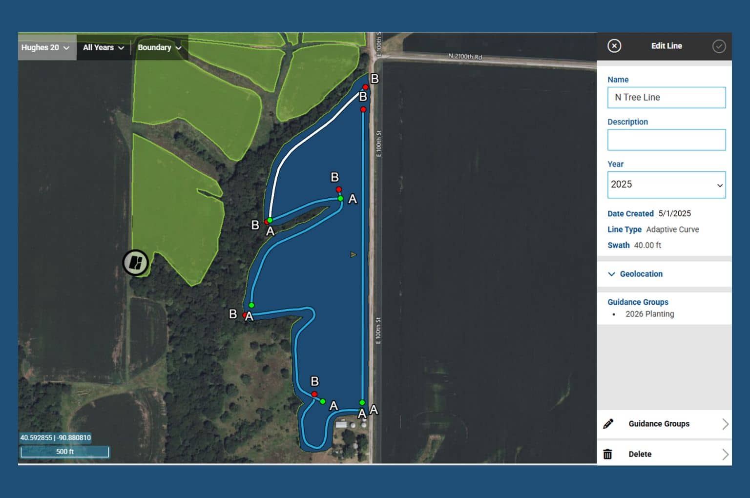 Managing Ag Leader AgFiniti guidance lines