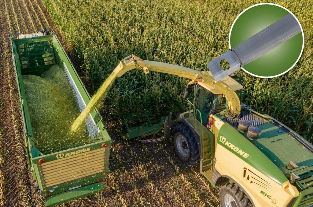 Carbide counterblade on Krone Big X