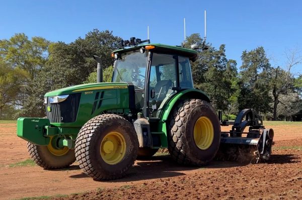 John Deere tractor, retrofitted with Sabanto Steward