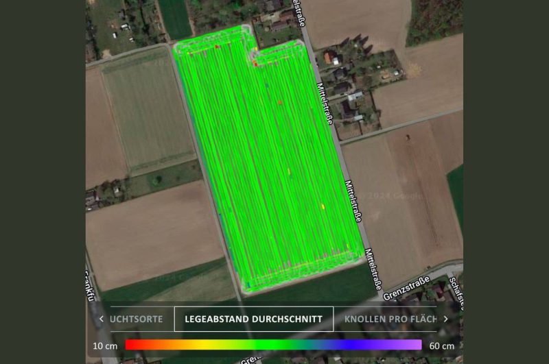 Colour coding can be used to visualise the average planting distance, for example