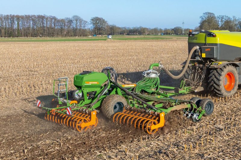 Catros+ 8003-2TX with GreenDrill 501 mounted seed drill